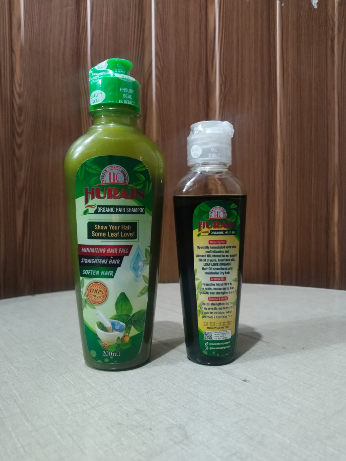 HURAIN ORGANIC HAIR SHAMPOO AND OIL FOR MINIMIZE HAIR FALL AND SOFETN HAIR